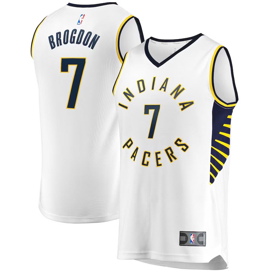 Men Indiana Pacers #7 Malcolm Brogdon Fanatics Branded White Fast Break Replica NBA Jersey